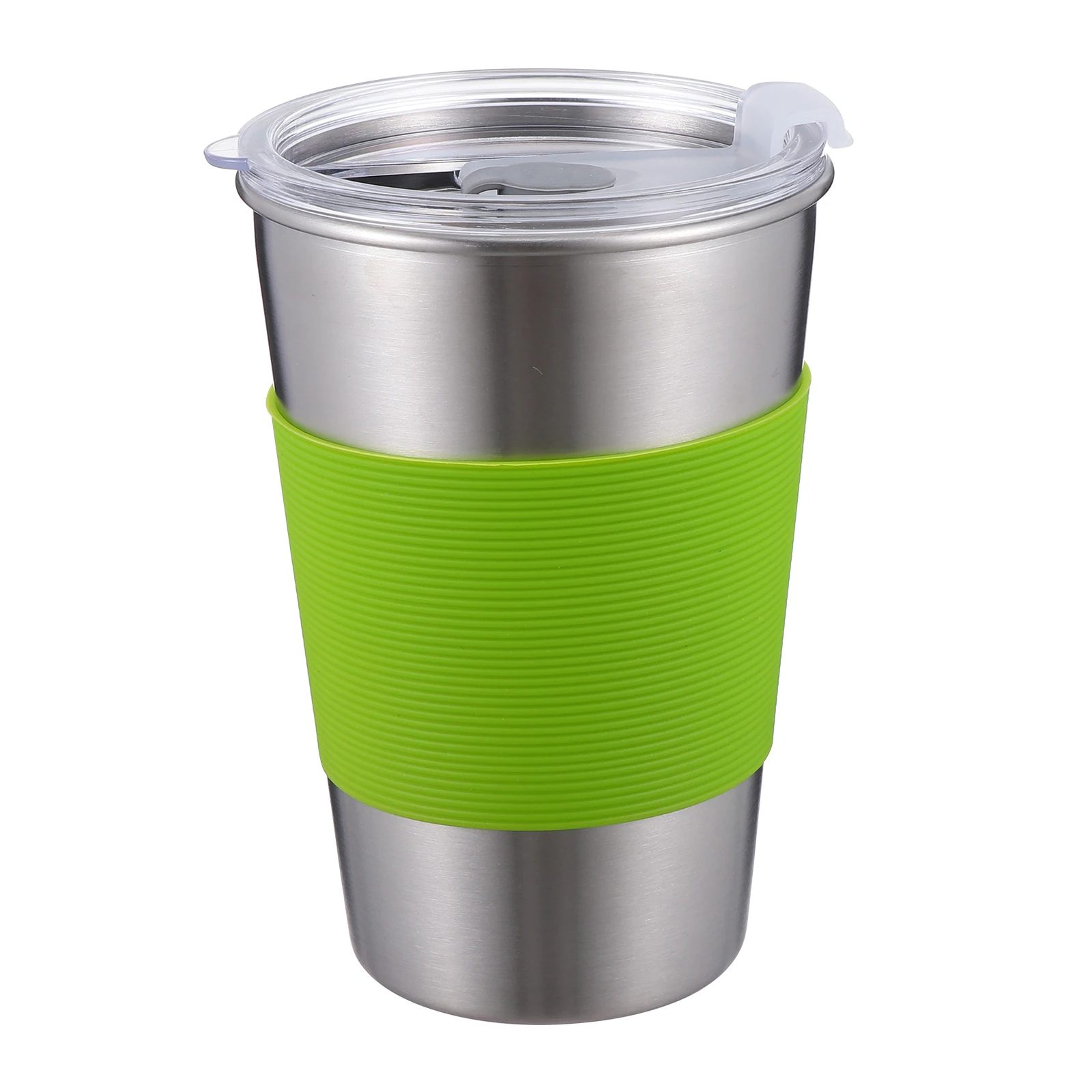 

500 Ml Drinking Stainless Cup With Kids Anti-Scald Cup Straw Steel Straw Non Slip Protective Anti Scald Orange