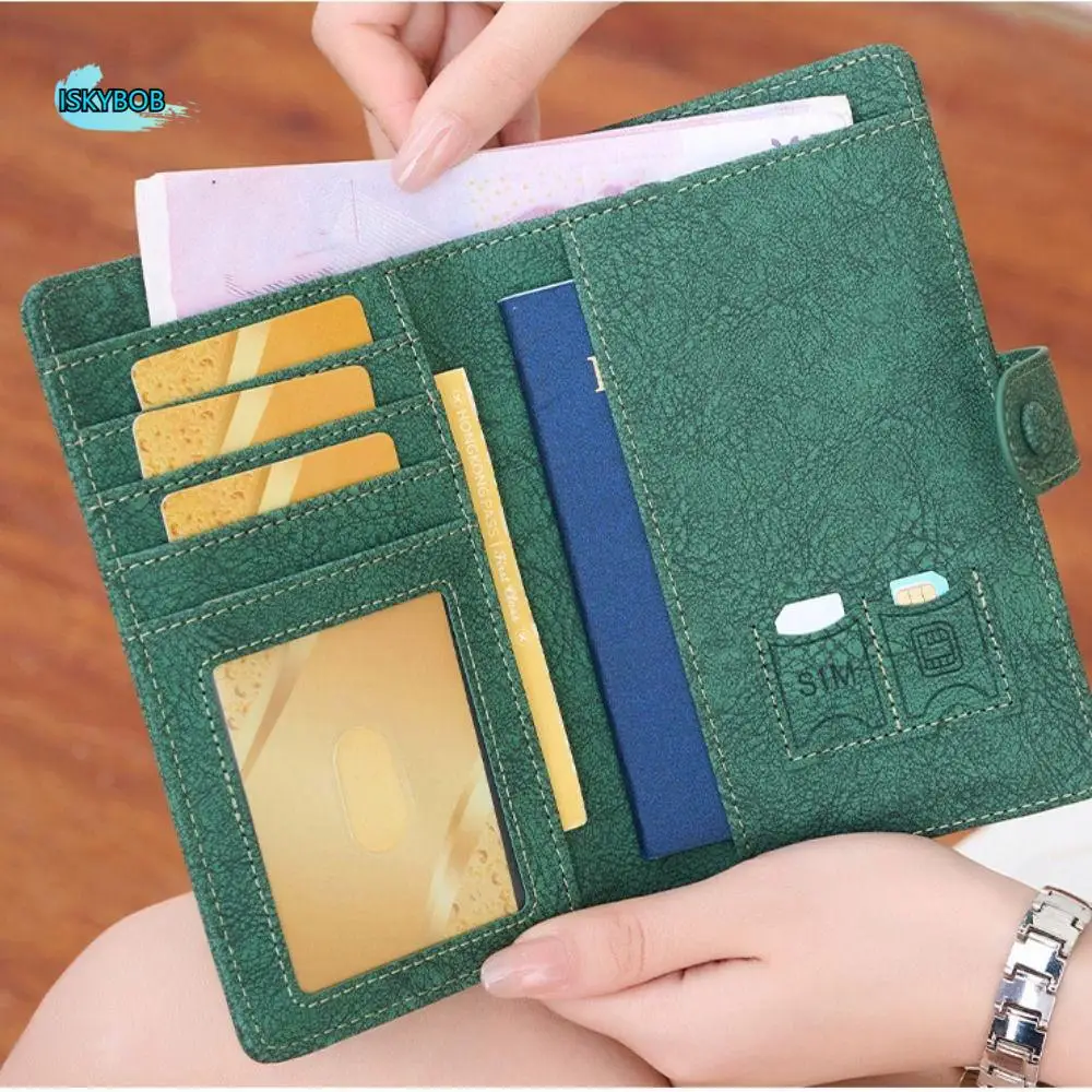 

Creative Card Holder PU Passport Bag Purse Ticket Holder Passport Clip Multifunctional RFID Anti-theft Travel Wallet Men