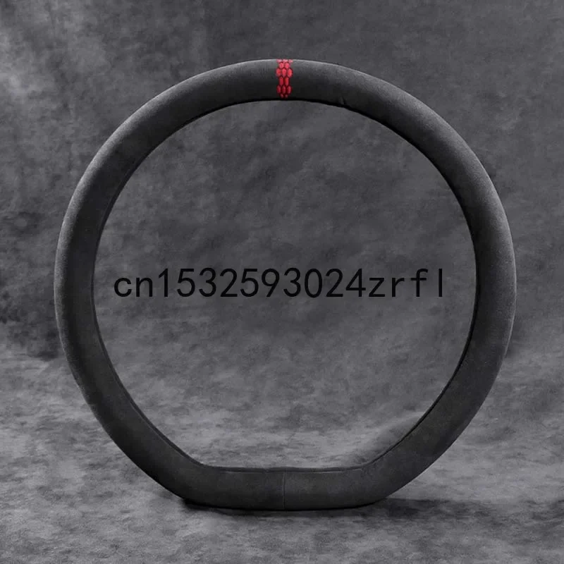 Universal 38cm Size M D Type Steering Wheel Cover Black Alcantara Suede Car Accessories