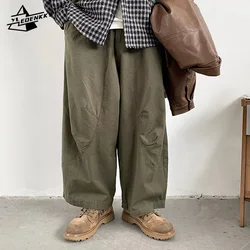 Japanese Loose Casual Pants Men Women Retro Versatile Loose Wide-leg Trousers Spring Autumn Straight-leg Oversize Cargo Trunks