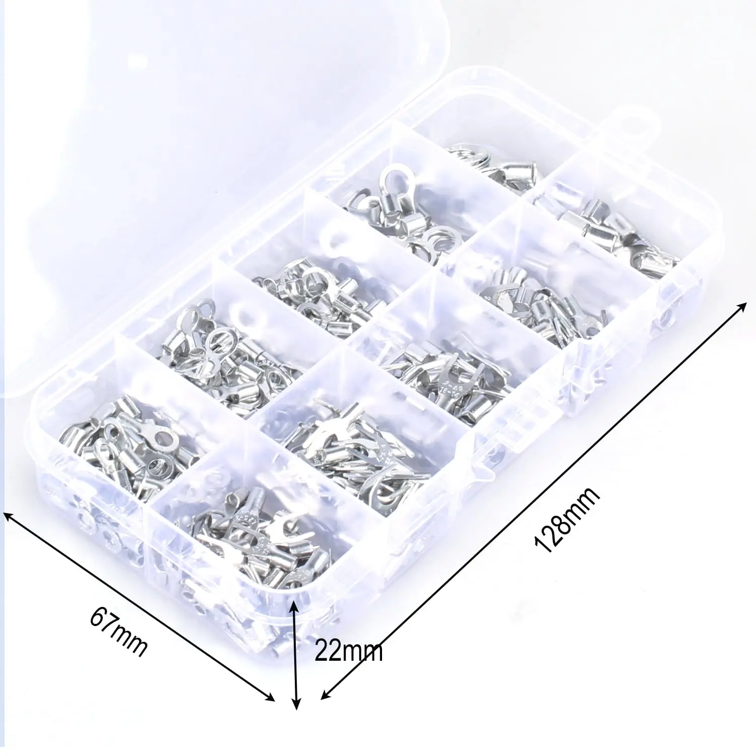 320PCS Non-Insulated Ring Terminals & Fork Electric Wire Connectors, AWG 22-16 16-14 12-10 Tinned Pure Copper Wire Lugs Battery