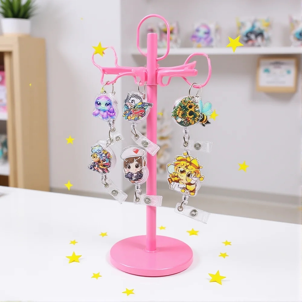 

Rotary Work Clip Exquisitely Designed Funny Retractable Badge Holder Acrylic Name Tag Holder Not Easy To Deform For Nurse Work