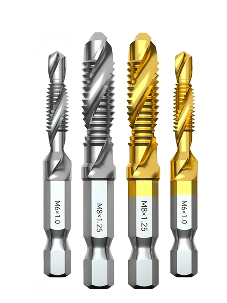 Titan-beschichteter Maschinengewindebohrer – integrierter 3-in-1-Gewindebohrer-Set, Größen M3 M4 M5 M6 M8 M10 – Detail 8