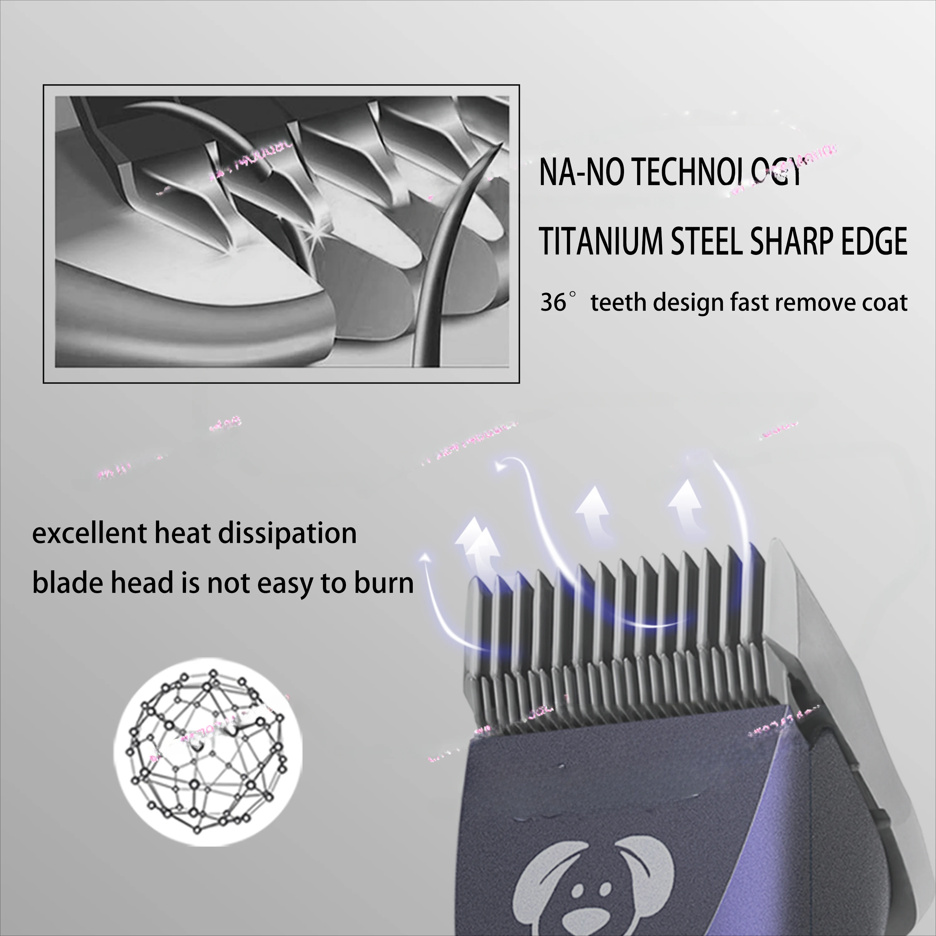 Pet Salon Dog Shaver OEM Professional Dog Grooming Clipper with 4 Super Sharp Titanium Steel Blades Pet Hair Clipper