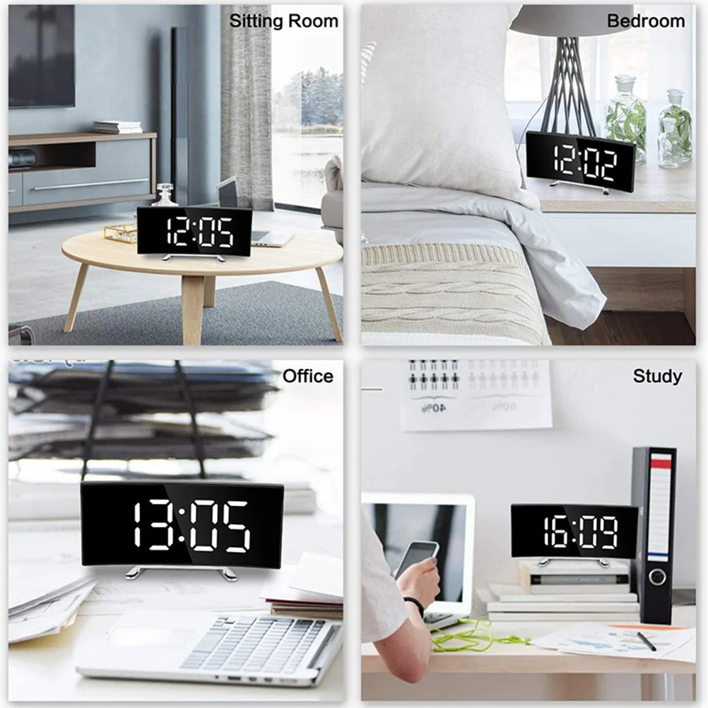 

Led Alarm Multi-Function Mirror Surface Clock For Office Home Bedroom Large Screen Mute Electronic Clock