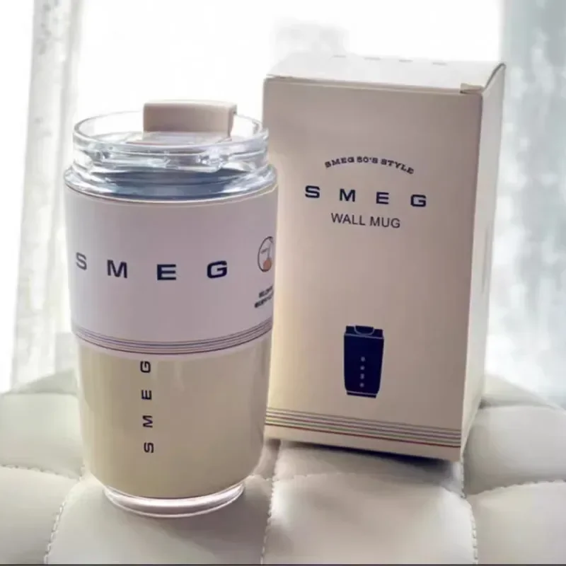 NEW SMEG 240ML Milk White Beverage Cup Travel Portable Drinking Cup Stainless Steel Vacuum Leak proof  Coffee Thermos