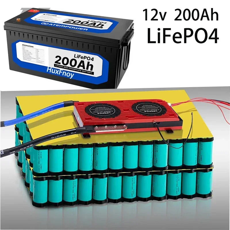 12V 200ah Lifepo4 Batterij Package Lithium Iron Phosphate Batterijen Embedded BMS For Solar Boot No Belasting
