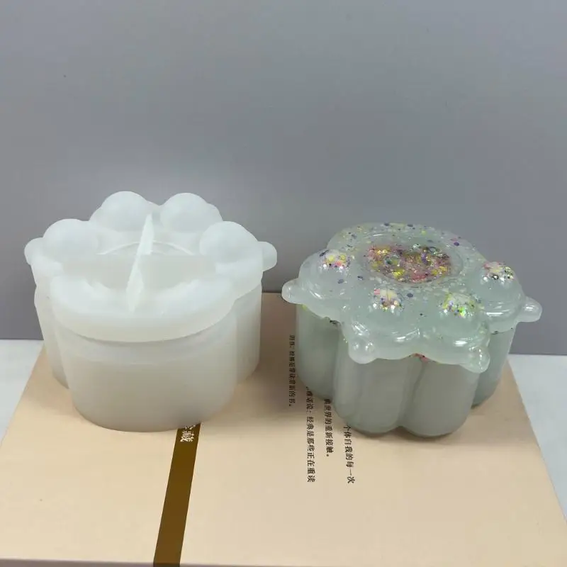 

D46E Tigers Paw Container Silicone Molds Crystal Epoxy Resin Mold DIY Jewelry Storage Box Plaster Mold Handmade Crafts Tool