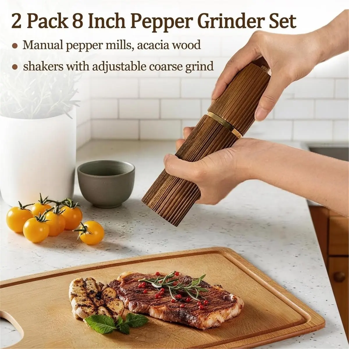 Multi-use Gear 1set Wooden Grinding Set, Kitchen Gift with Ceramic Core, Set of Two, Sturdy and Everlasting Kitchen Set