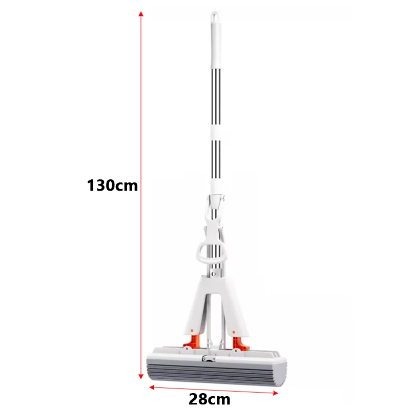 Squeezed Self Draining Rubber Cotton Mop Hand Free Magic Self-Cleaning Flat Mop Reusable Sponge Household Floor Cleaning Tool
