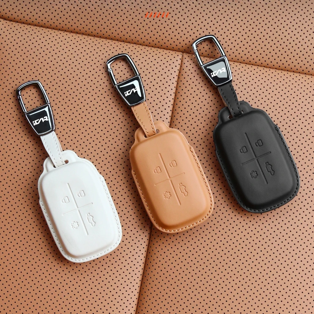 For Chery iCAUR V27 iCAR V27 Leather Key Cover Protector Case NFC Card Smart Key Shell Modification Anti Drop Wear Resistant