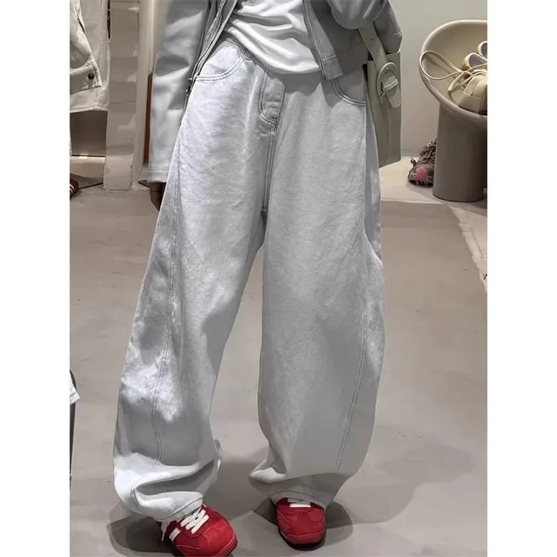 

Jeans Wide Leg Pants Women Washed Denims Vintage Distressed High Waist 2026 Streetwear Female Straight Trousers Floor Length