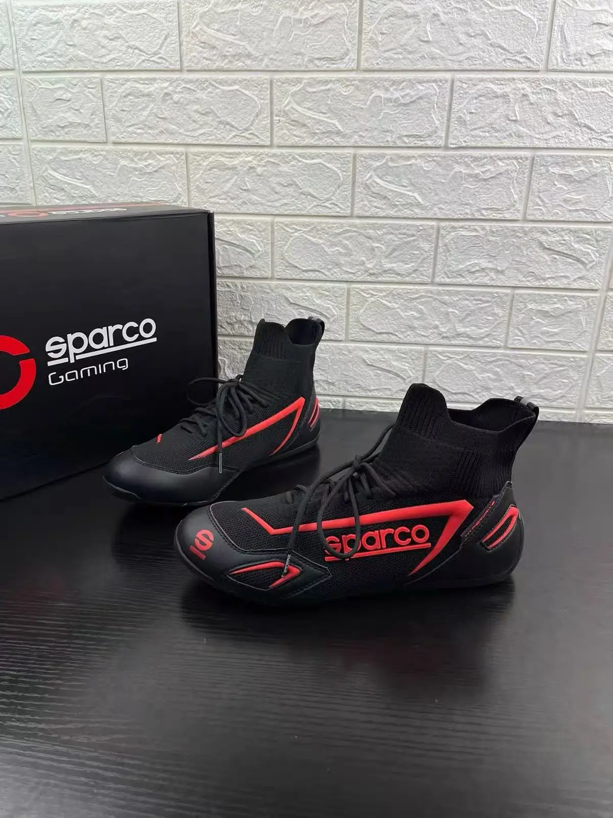 Zapatillas de entrenamiento de carreras profesionales Sparco, ultra transpirables, de malla Flyknit, con logotipo que brilla en la oscuridad, para ciclismo.