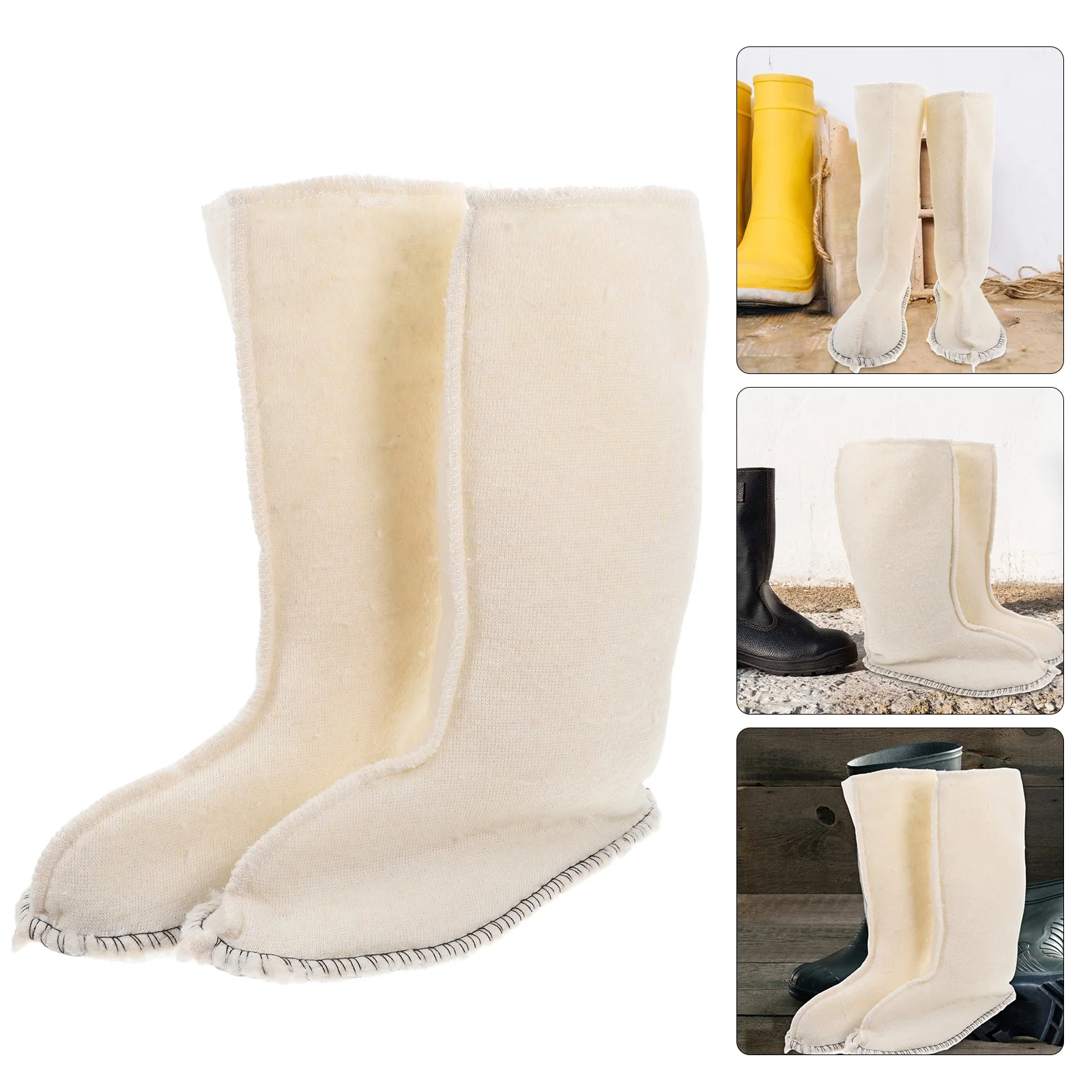 Plush Work Boots Detachable Liners Thermal Socks Accessories Warm Waterproof Anti Tall Rubber Breathable Boot Liners