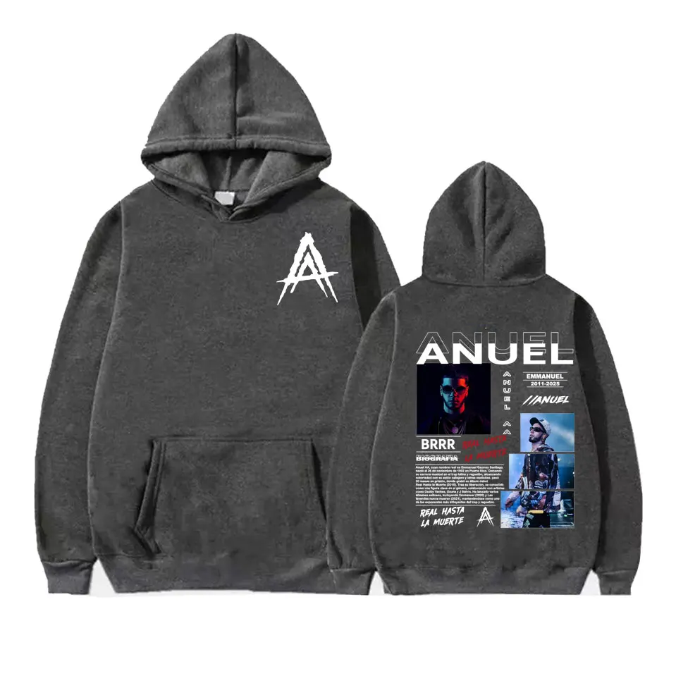 Rapper Anuel AA Real Hasta La Muerte 2025 Graphic Hoodie Men Women Fashion Hip Hop Harajuku Pullover Long Sleeve Sweatshirt Tops