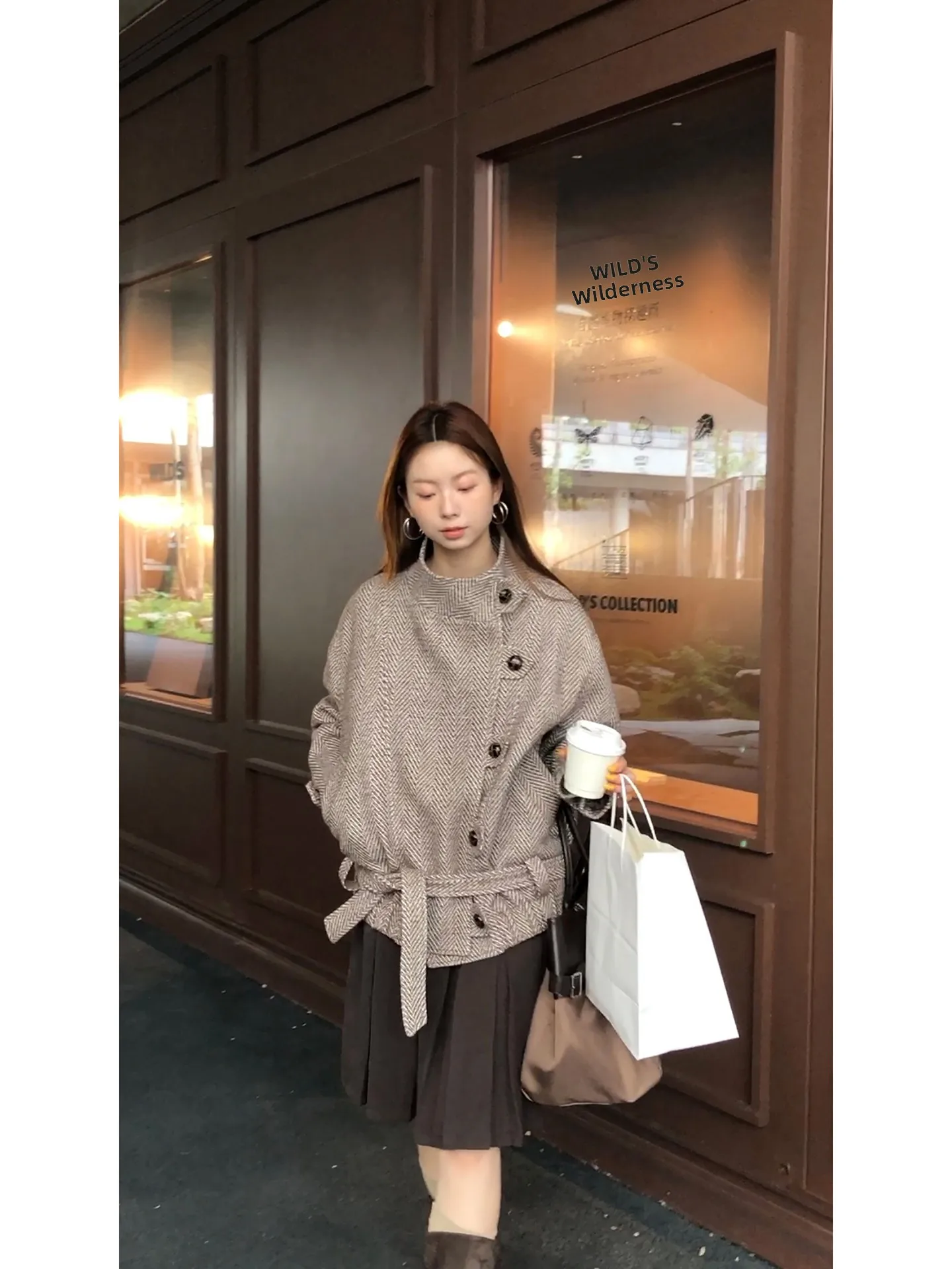 

Ort Coat Jaet, женская осенне-зимняя новая хлопковая одежда кофейного цвета, хлопковое стеганое пальто высокого класса, уникальная женская одежда