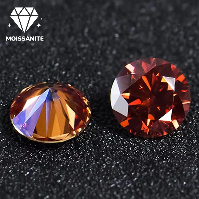 1 unidad de Moissanita de corte redondo rojo sandía de 0.5/1/2/3/5 quilates, piedra suelta seleccionada para la producción de joyas (anillos de compromiso, colgantes, collares)