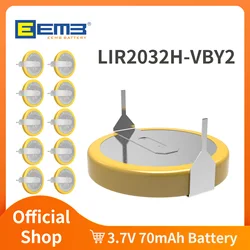 EEMB LIR2032H High capacity Rechargeable Battery with VBY2 Solder Tabs 70mah 3.7V Lithium-ion Coin Button Cell Batteries