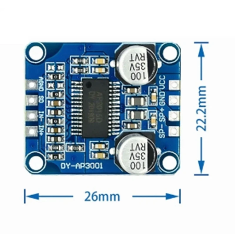 DY-AP3001 파워 앰프 보드, 클래스 D 모노 블록 앰프, 4Ω-8Ω 스피커용 앰프, DC 8V-24V, 10W, 20W, 30W