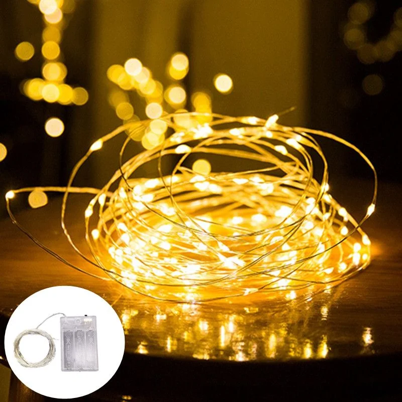 1/2/5/10M Fairy Light String Led Silver Wire String Light Battery Powered for Bedroom Garden Party Bedroom Wedding Decoration