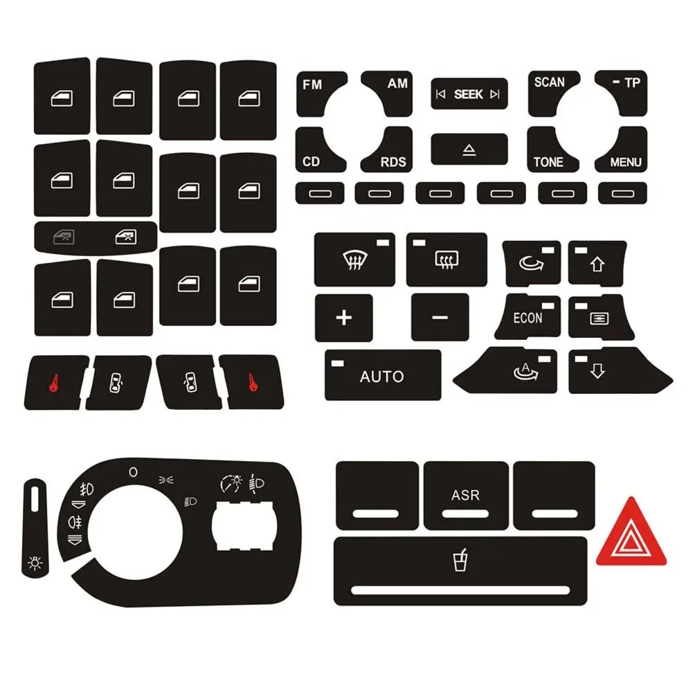 1 ensemble d'autocollants de réparation de boutons de phares Radio Clima, interrupteur de bouton porté pour A3 8P 04-08, décalcomanies d'intérieur, décoration de style de voiture
