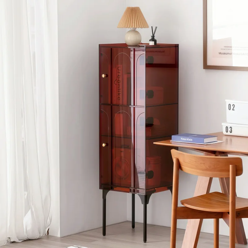 Internet celebrity acrylic locker small wine cabinet floor vertical storage bookcase creative small narrow cabinet