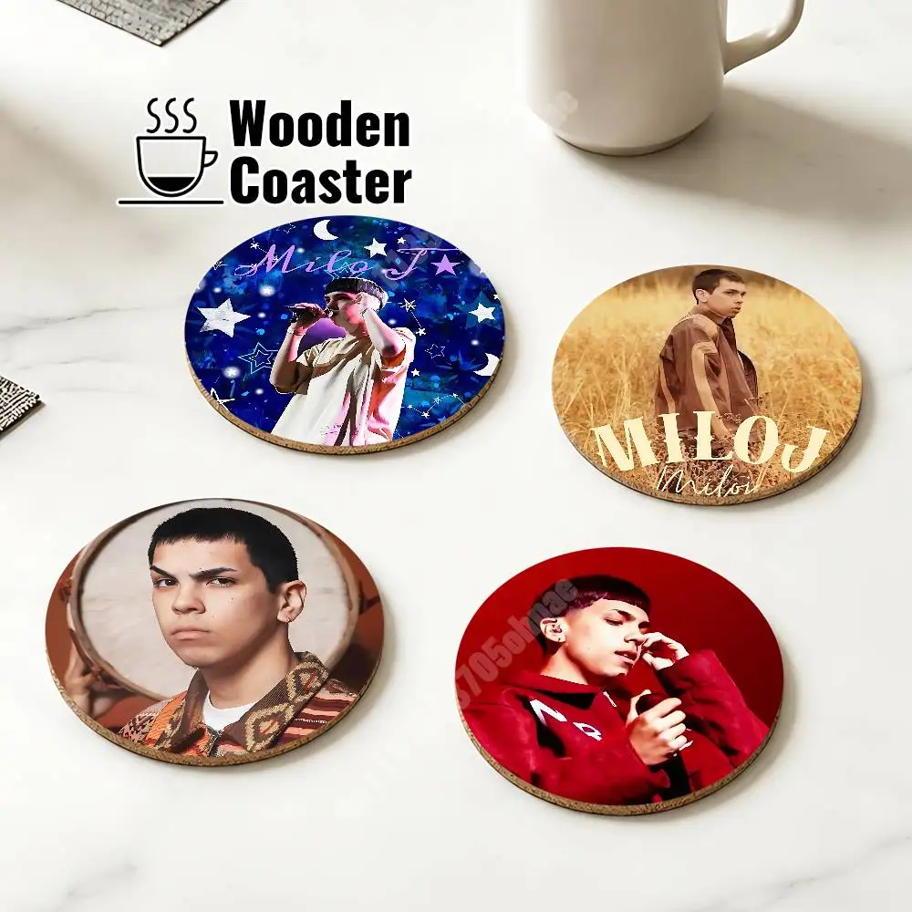 M-Milo J 111 En Dormir Sin Madrid Wooden Cup Mat Espresso Whiskey Soda Water Coaster for Dessert Store