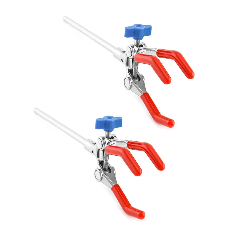 Top-Lab Clamp 2 PCS 3 Prong Finger With Rubber Coated Head Laboratory Beaker Clamps Multifunctional Adjustable Jaw