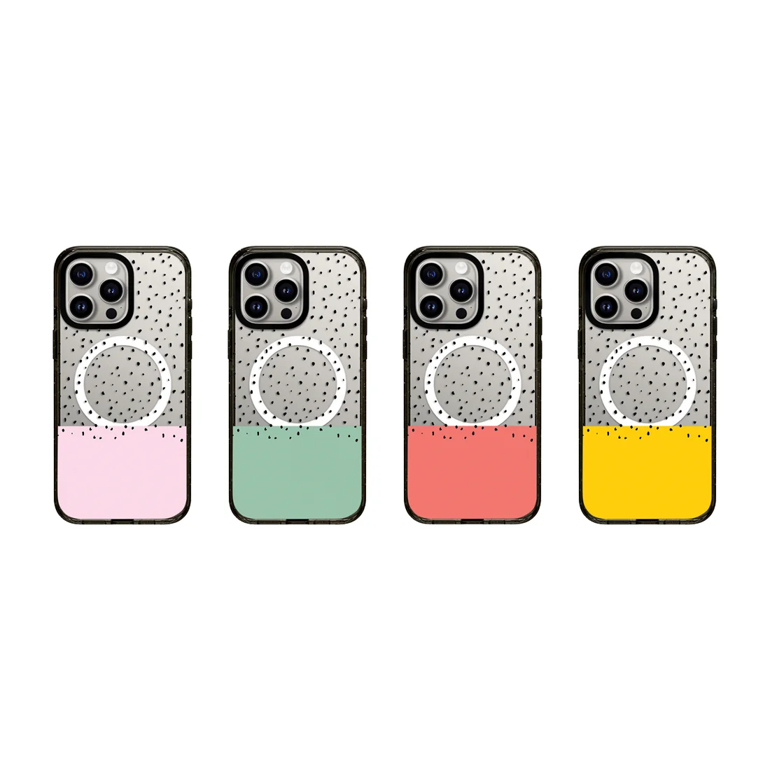 

Contrast Color Black Dots Black Acrylic Border Magnetic Case: Compatible with IPhone 12 To 17 Pro Max