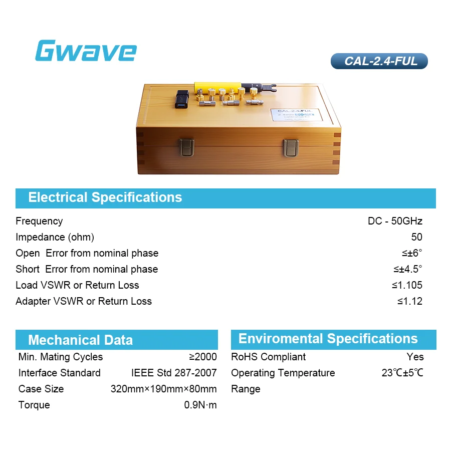 High Frequency 2.4mm Female and Male Open Short Load Adapter 50 Ohm, Brass and Stainless Steel, Full Calibration Kit DC 50GHz RF