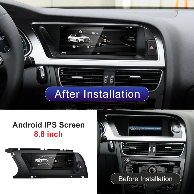 MTK8581 8.8 Inch Wireless CarPlay Auto Andorid14 Car Stereo Multimedia for AUDI 08-16 A4 B8 S4 Head Unit Radio Bluetooth