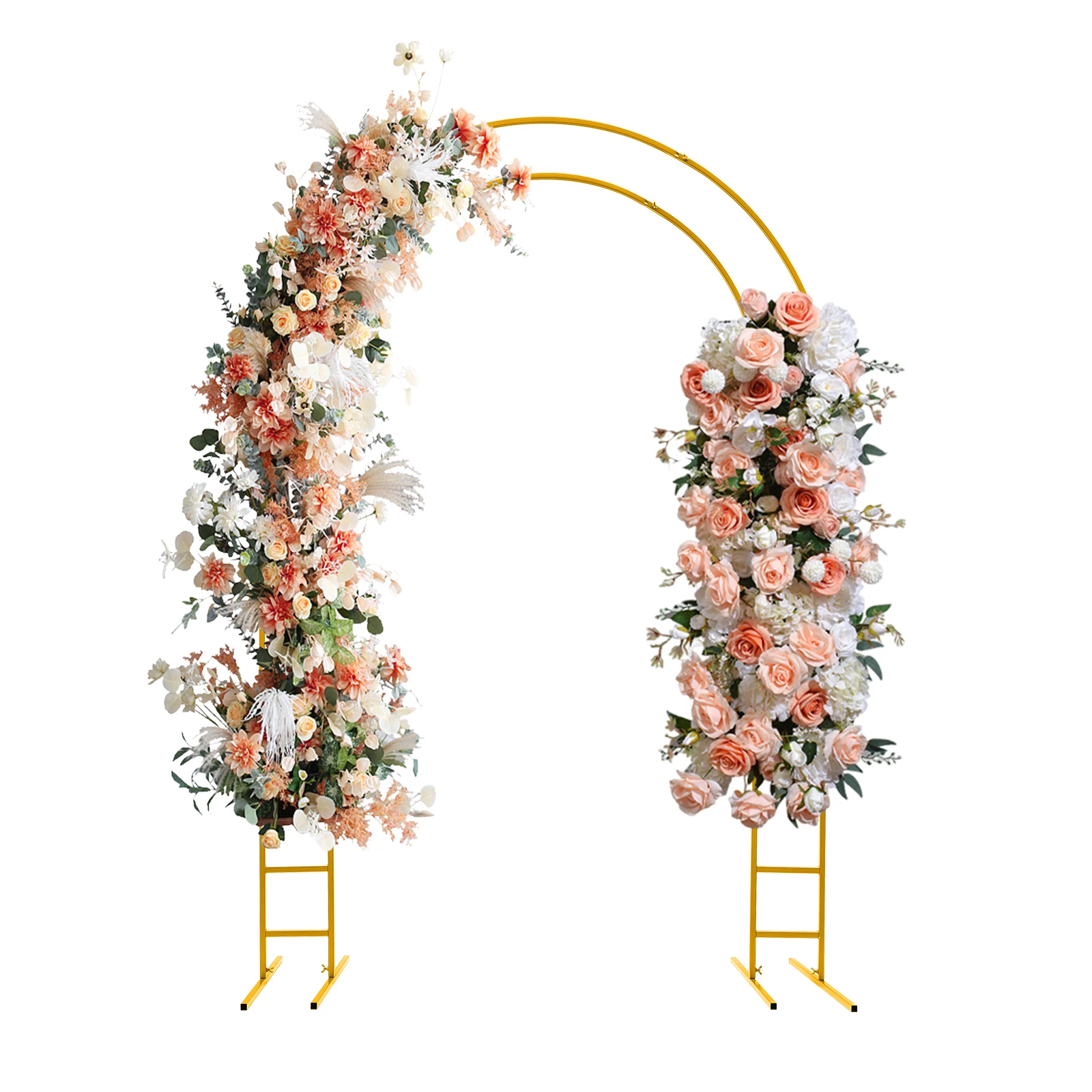 

7.2ft Gold Arch Stand Double-Tube Backdrop Stand Metal Wedding Arch Stand Balloon Flower Arch Kit Frame for Wedding Birthday