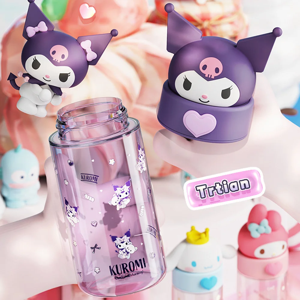 500ml Kawaii Sanrio Dolls Transparent Cup Cartoon Hello Kitty Kuromi Cinnamoroll Melody Bottle Water Cup Girls Gifts - view 3