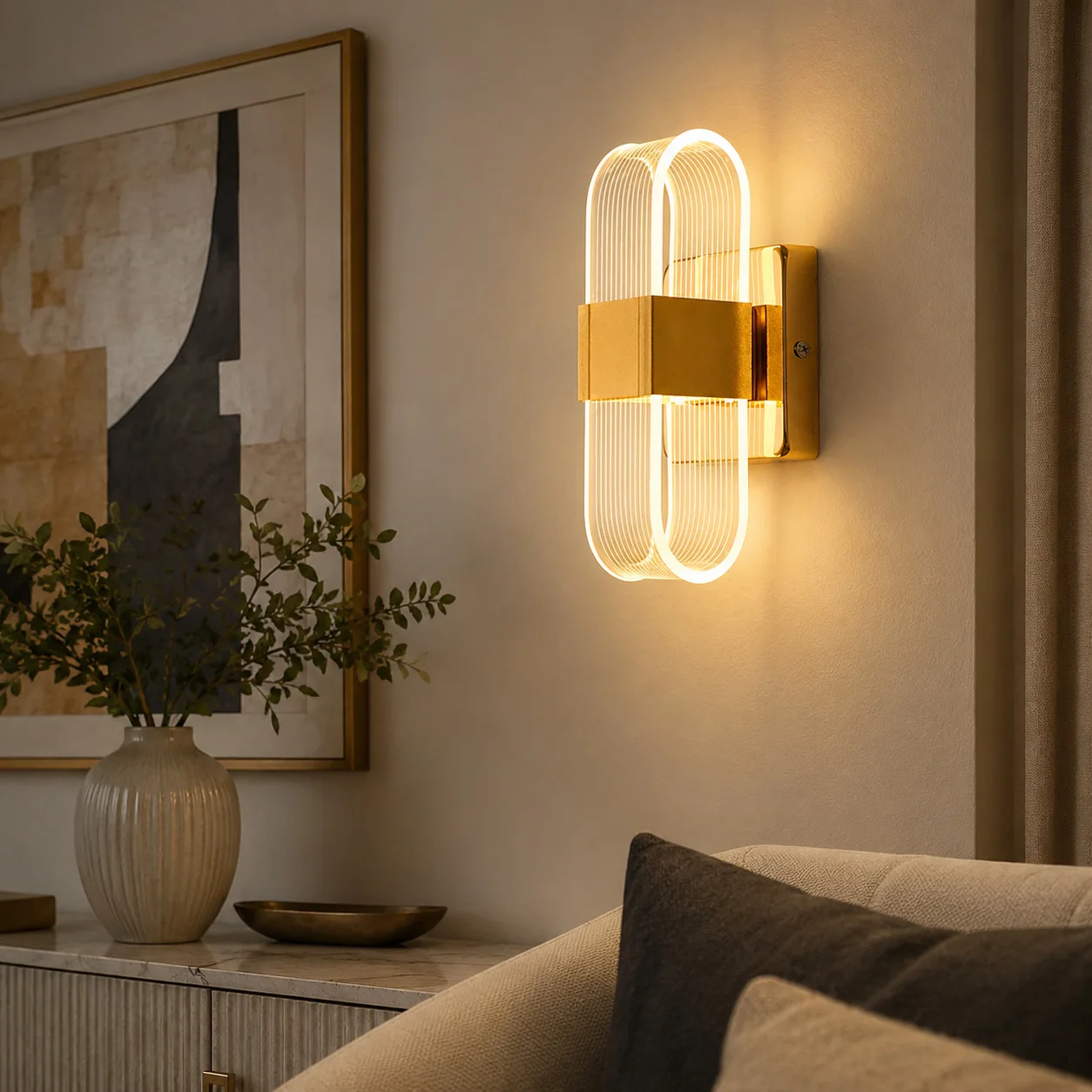

Modern LED wall lights with golden Nordic style lighting fixtures suitable for corridors, dining rooms, living rooms, bathrooms