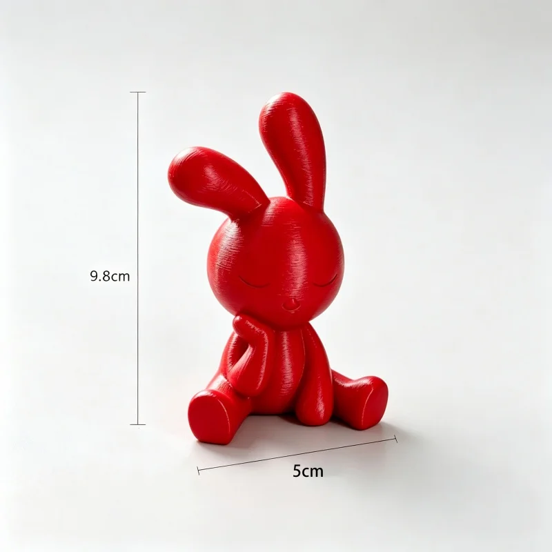 3D Printed Minimalist Sitting Bunny Statue Modern Abstract Rabbit Figurine Tabletop Decor for Living Room Cute Animal Sculpture