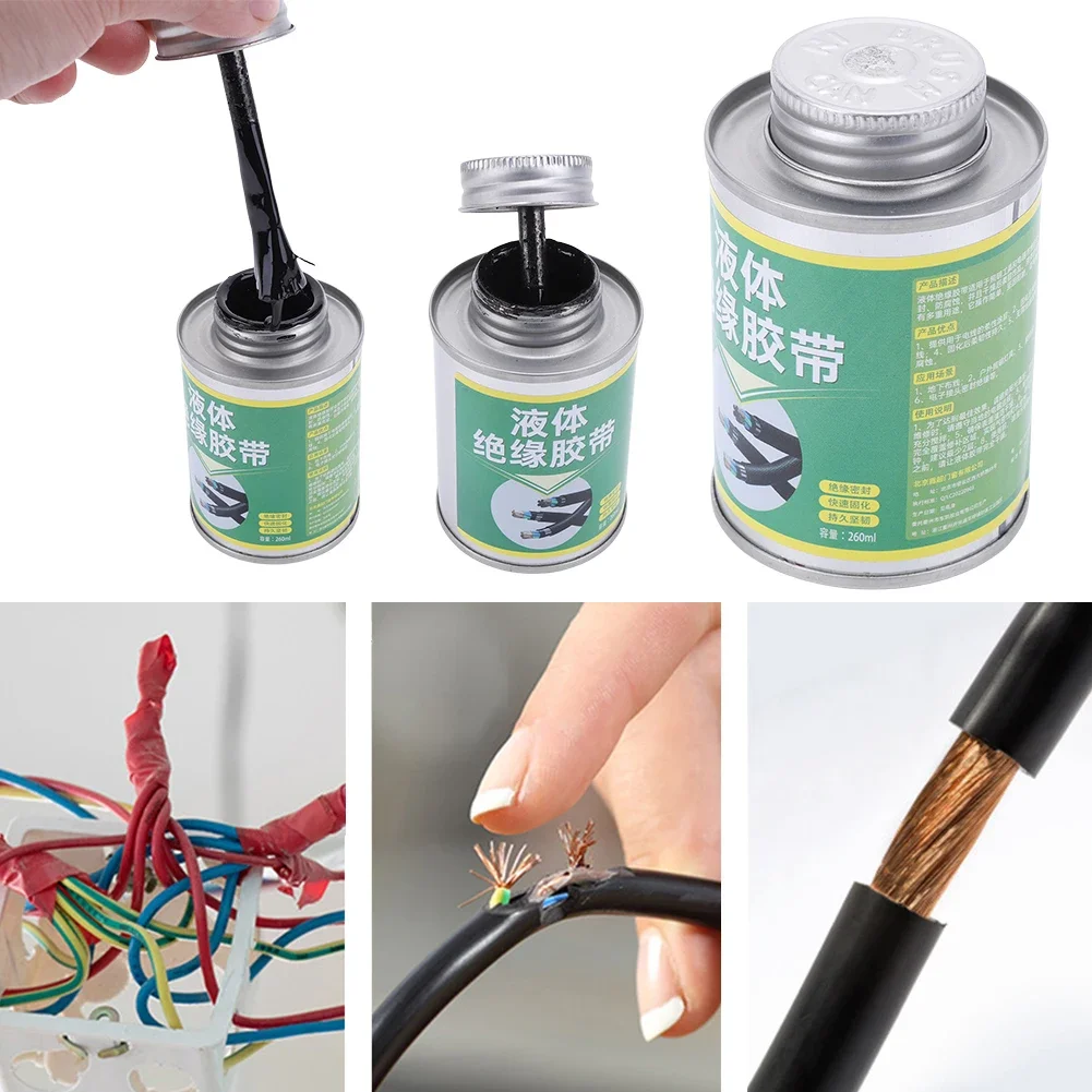 100/260 ML Liquid Electrical Tape Waterproof Insulating Tape Rubber Electrical Cable Coat Fix Line Glue Repair Paste