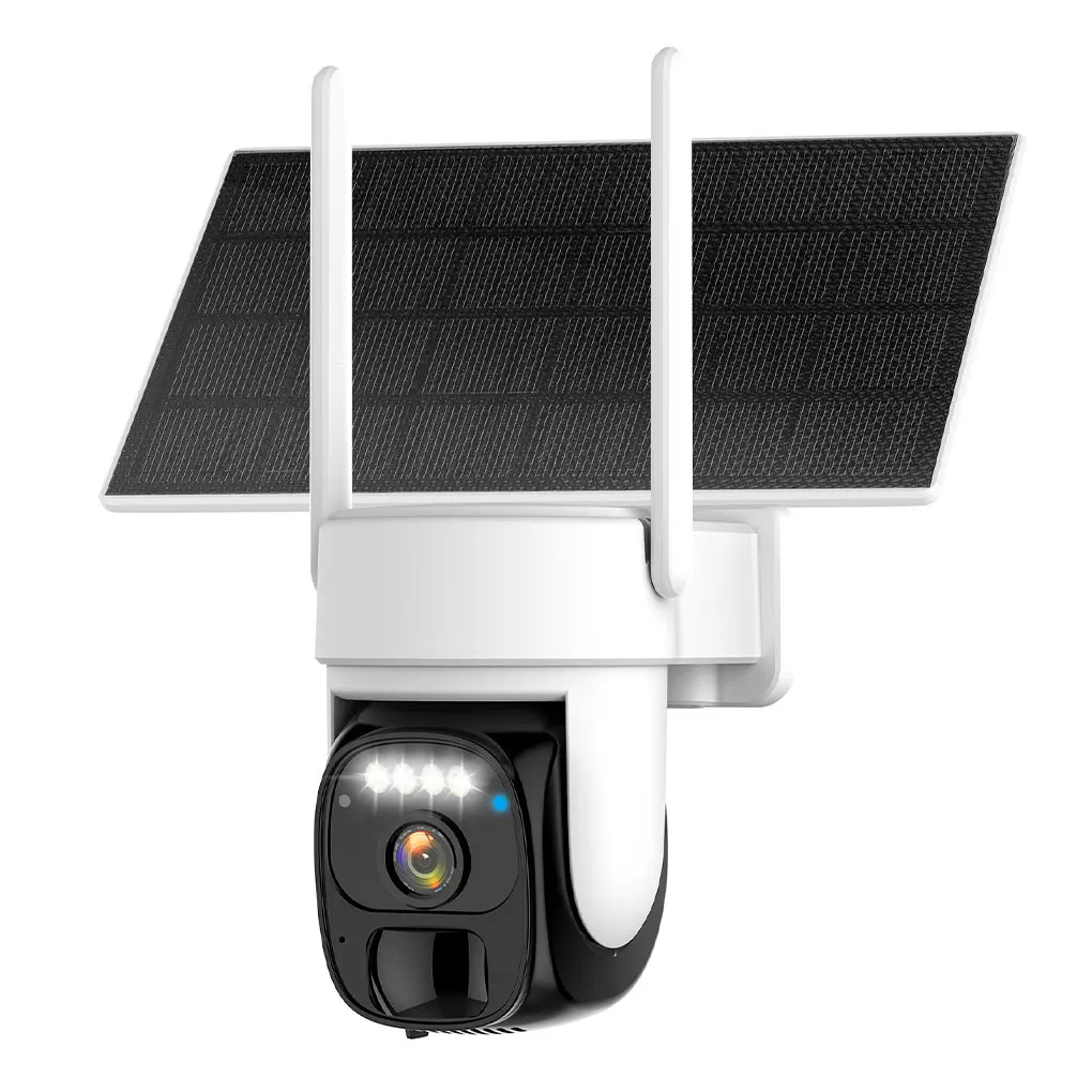 White Solar Security Cameras HD Two-Way Audio Easy Installation Cloud Storage 24/7