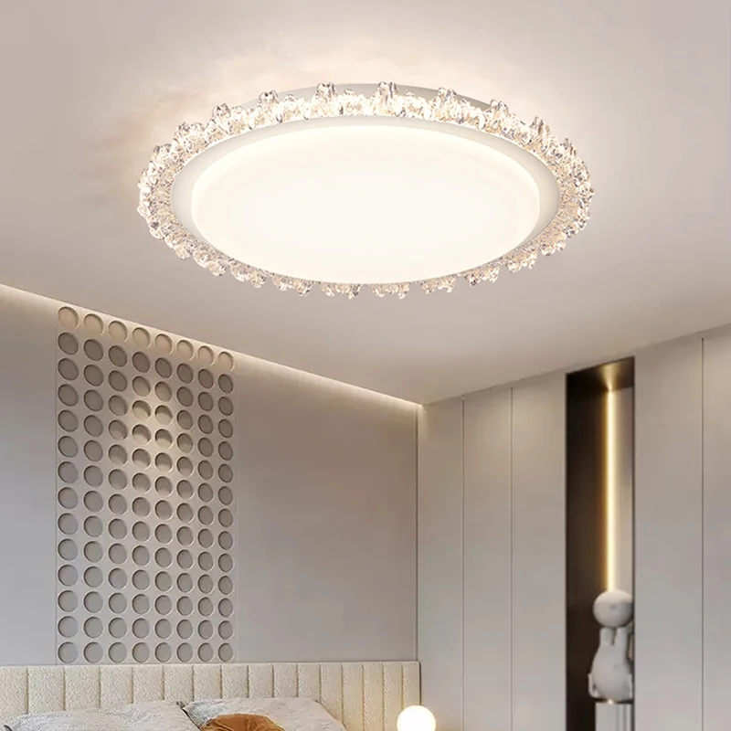 

Simple Style Ceiling Light Bedroom White Crystal LED Lighting Living Room Balcony Indoor Lamp Home Interior Decor Lamp 2024