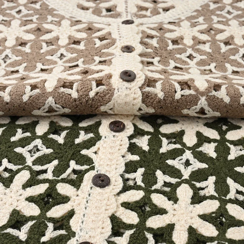 여성 크로셰 조끼 플로럴 오픈 니트 버튼업 민소매 재킷 스웨터 조끼 니트 조끼 봄 여름 보헤미안 비치 커버업
