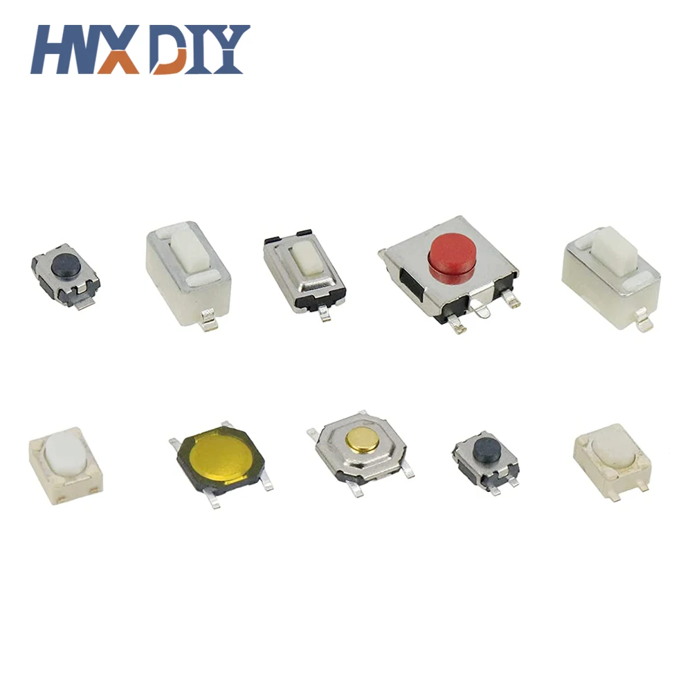 250Pcs/Box 10 Model SMD Tactile Push Button Switch Kit Car Remote Control Tablet Micro Momentary Key Touch Switch Assortment Set