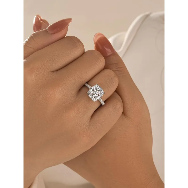 

Белое кольцо с муассанитом огранки «кушон» 3 карата, женское, из стерлингового серебра S925 с позолотой 18 карат, D VVS1, GRA, бриллиантовое, свадебное украшение, подарок