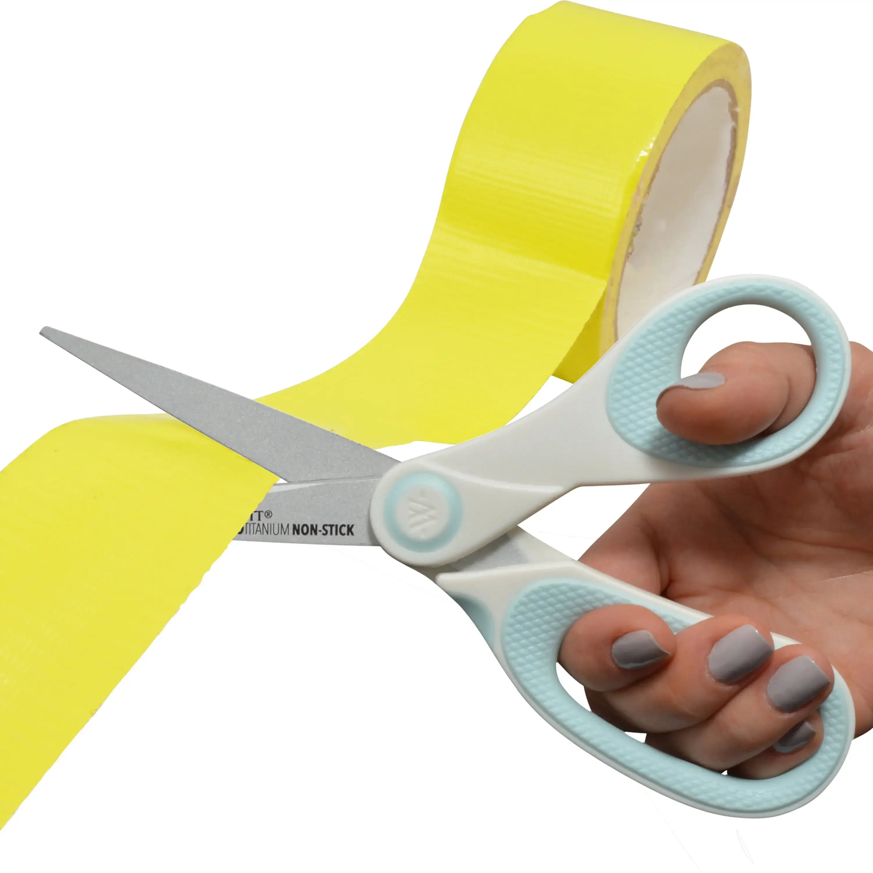 كربو تيتانيوم، مقص غير لاصق، 8 بوصة، للحرف اليدوية، أبيض/أزرق، عدد واحد