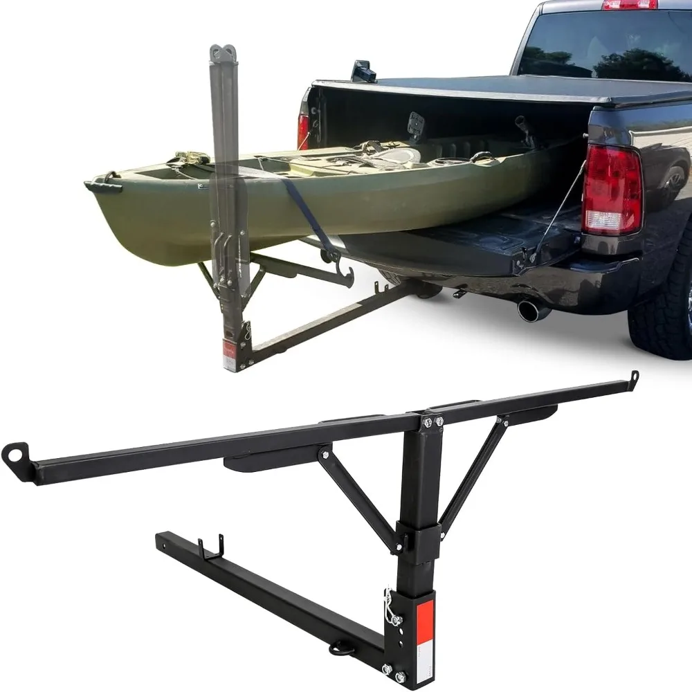 Truck Bed Hitch Extender 2 in 1 Design Foldable Extension Pick Up Rack Canoe Boat Kayak Lumber w/Flag