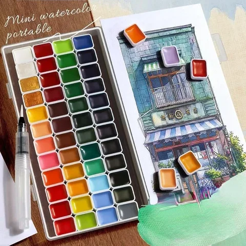 48 Colors Granulating Transparent Solid Watercolor Paint Set 1ml Pigment Professional Art Supplies for Artists Adults Beginners