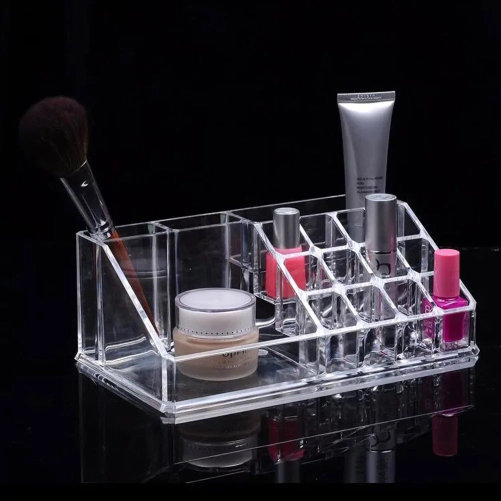 

Acrylic Storage Box Rack Multi-Functional Transparent Multi-Grid Organizer for Lipstick Jewelry Brush