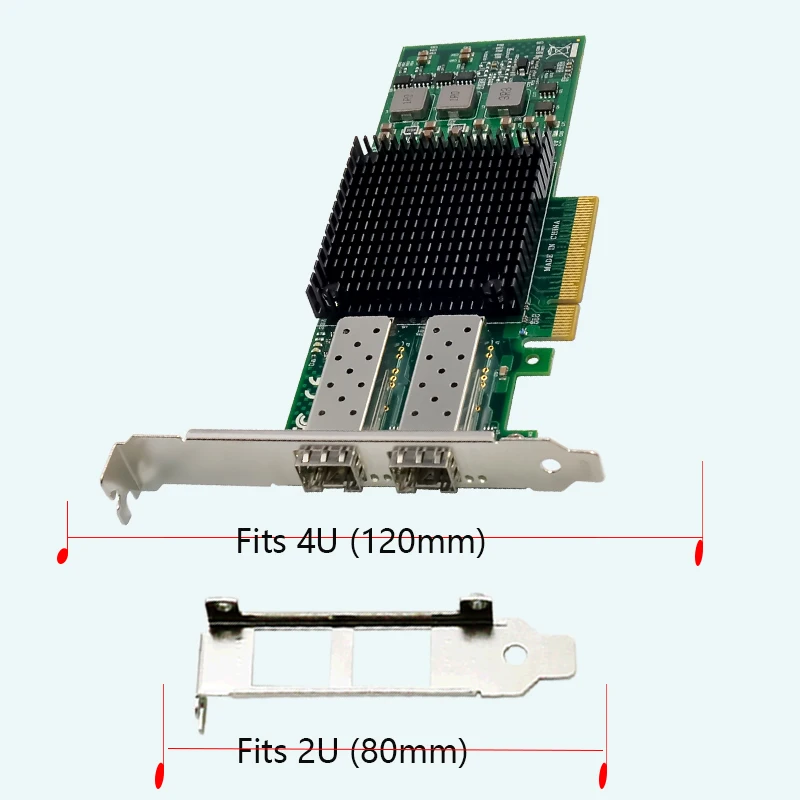 For Broadcom BCM57810 Dual-Port 10G SFP+ PCIe 3.0 x8 Server Network Card 10G/5G/2.5G/1G Fiber NIC Supports SR/LR Optical Modules