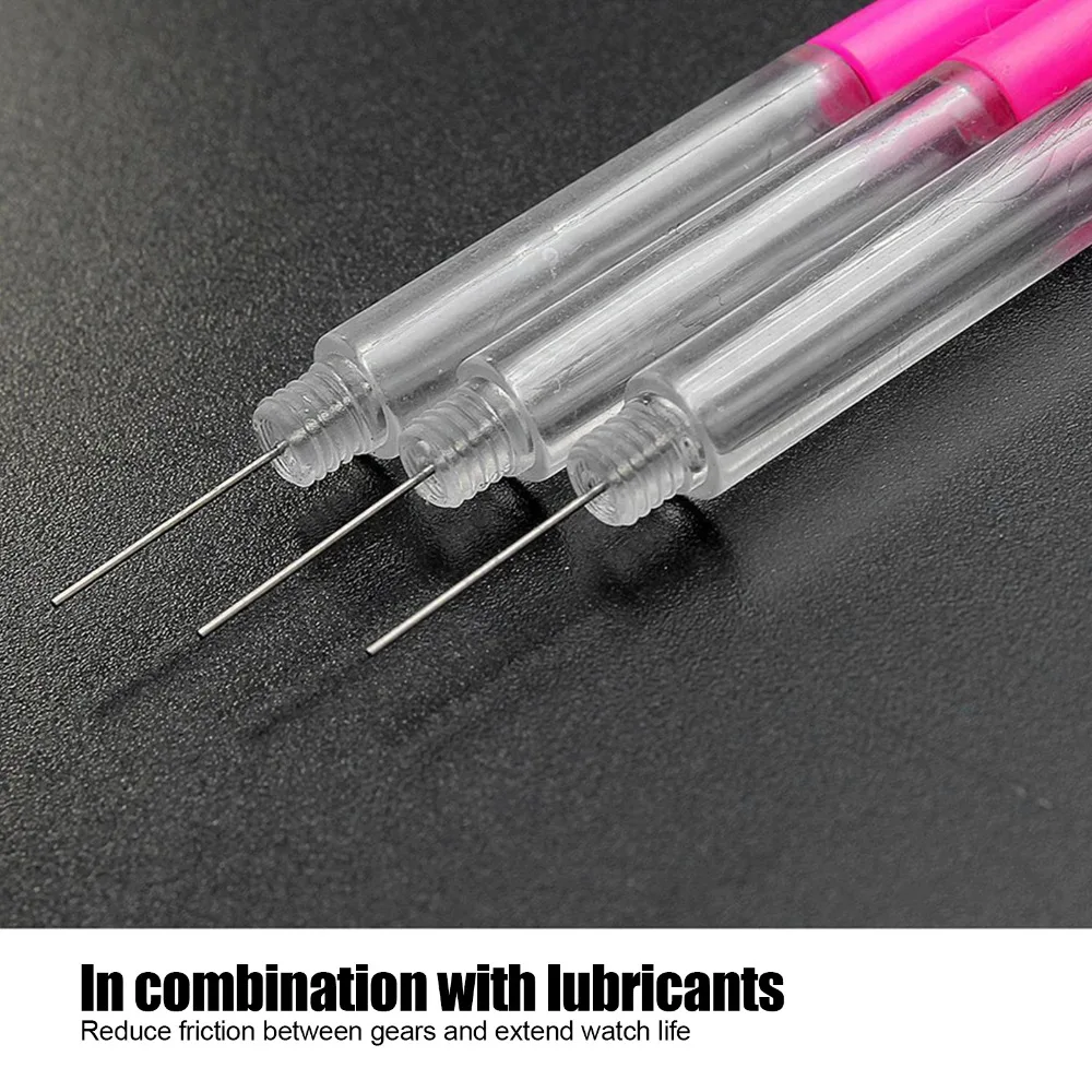 10Pcs Pink Watch Precision Oil Filling Pen Length 7.3cm Plastic Watchmaker Maintenance Oil Dispensing Tool