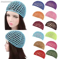 Candy Color Women Mesh Hair Net Cap Crocheted Snood Night Sleep Cover Turban Hat Headwrap Breathable Hair Accessorices