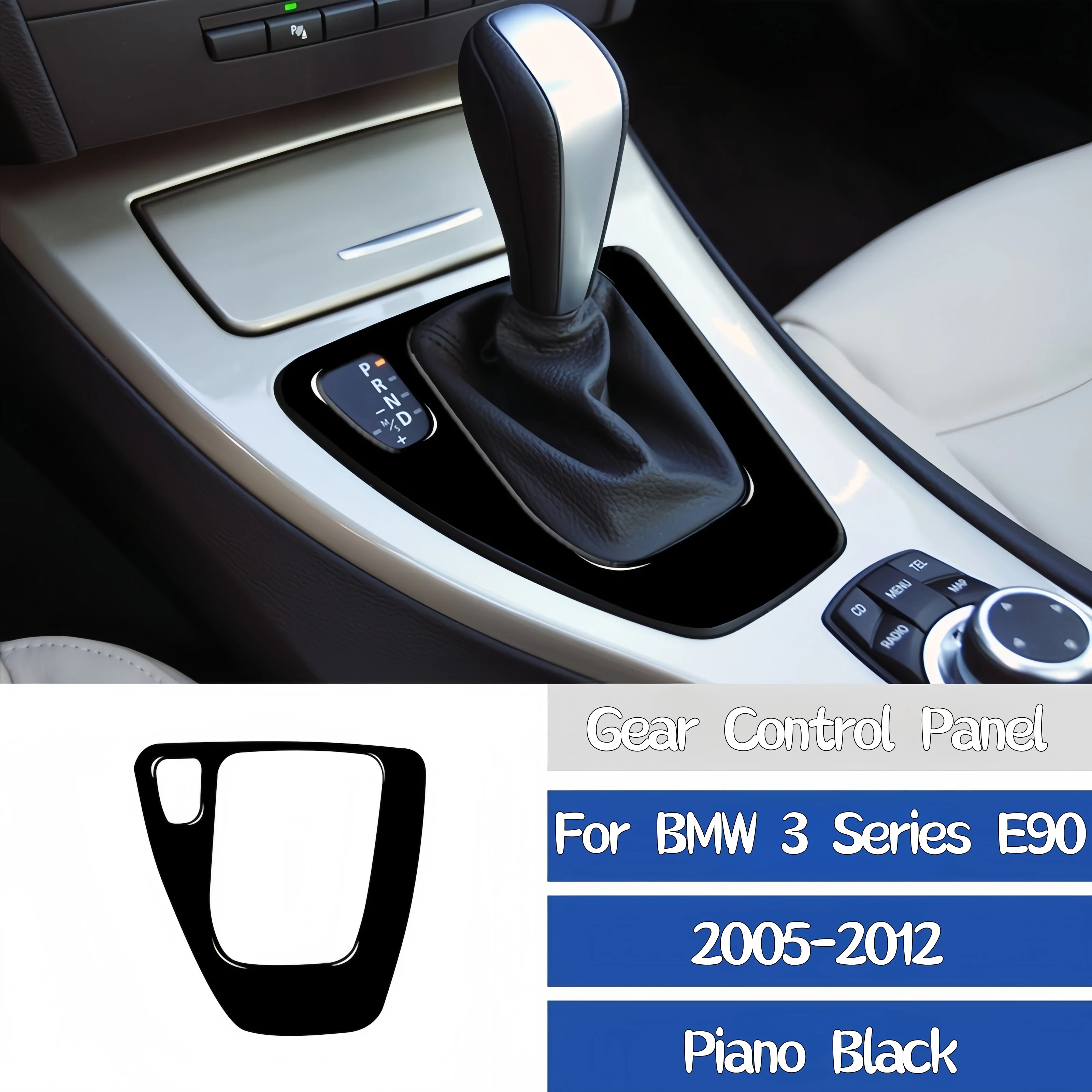 For BMW E90 2005-2012 Piano Black Interior Car Center Console Gear Shift Panel  Trim Frame Cover Decoration Sticker Auto Zubehör