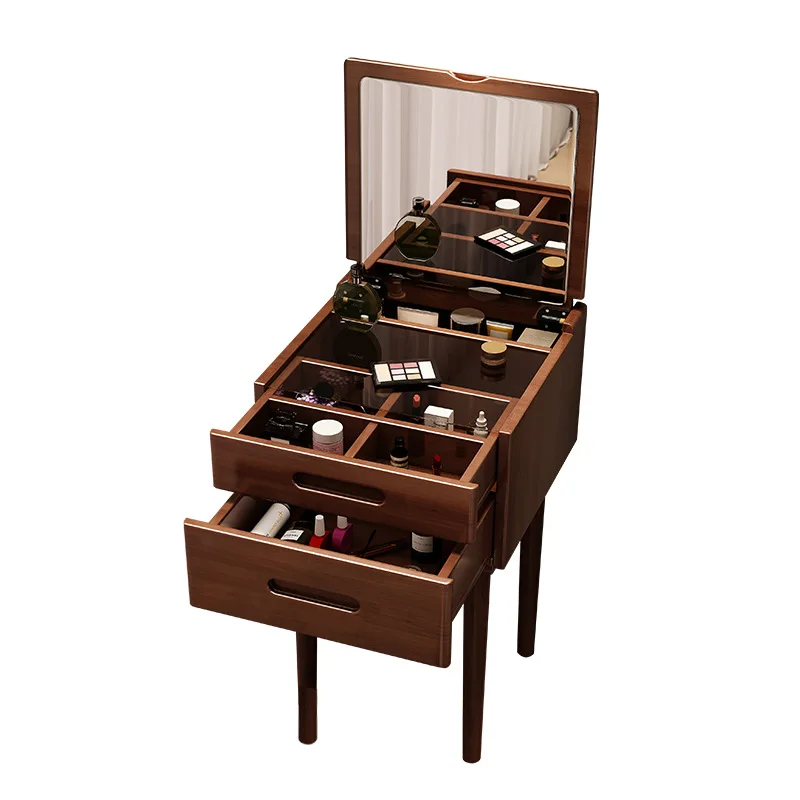 Mini tocador de madera maciza para dormitorio, tocador moderno y sencillo para apartamento pequeño, mesita de noche, mesa de maquillaje integrada pequeña 40